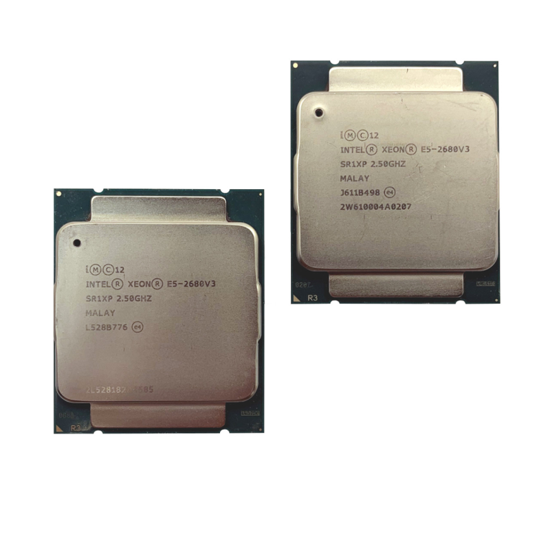 2x Intel Xeon E5-2680 v3 Processors - 2.50 GHz - 12 Cores Each - 24 Threads Each - LGA2011 - 2133 MHz - SR1XP